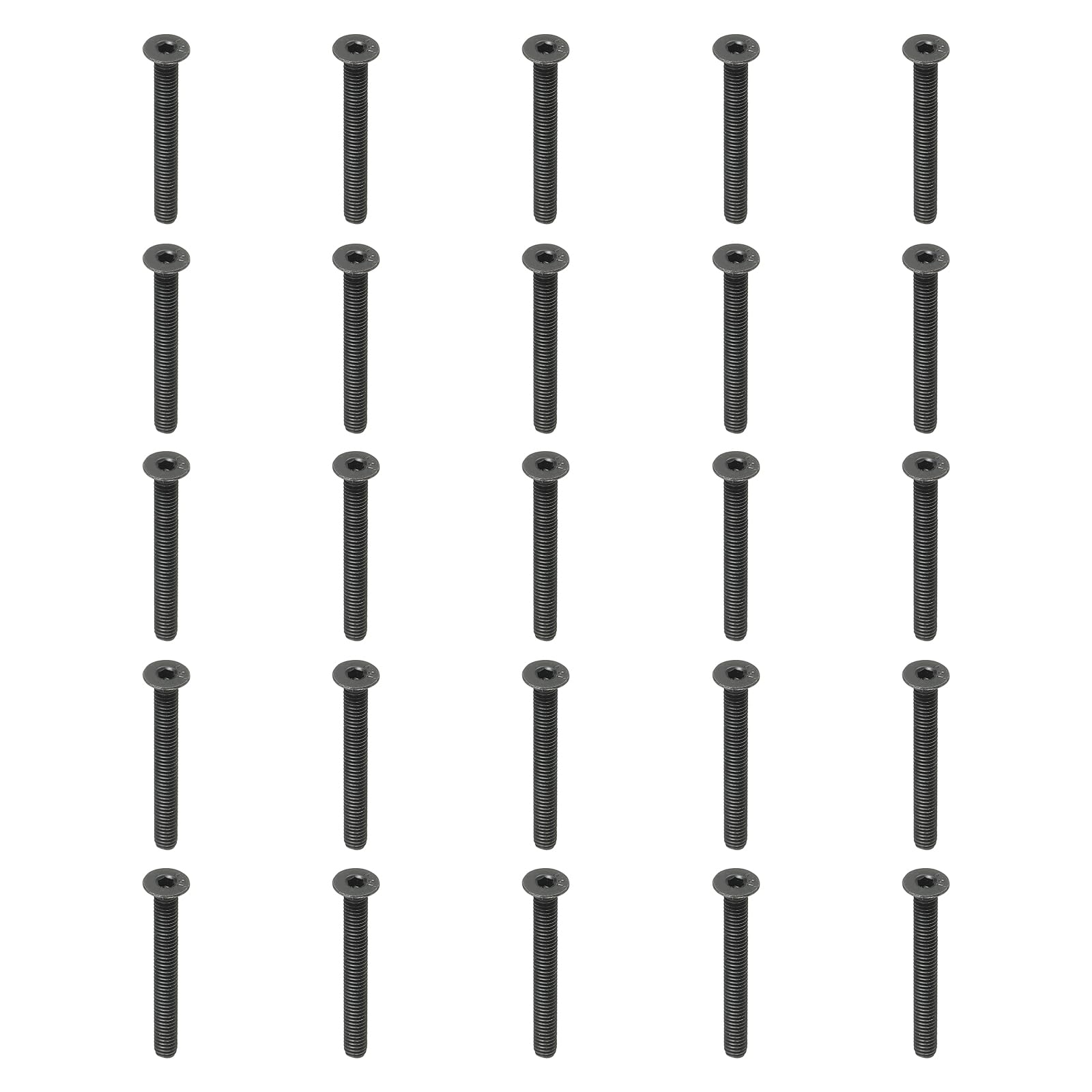PATIKIL M4 x 35 mm Flat Head Socket Cap Screws, 20 Pack Flat Countersunk Bolts Medium Carbon Steel Hex Socket Drive Machine Screws Full Thread Black Oxide Grade 10.9