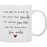 QASHWEY Inspirational Quote May You be Proud of the Work That You Do Coffee Mugs Mug,Coworker Retirement Goodbye Farewell Gifts,Office Affirmation Gifts Double Side Printed Ceramic Mug Cup 11 Ounce