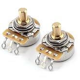 The Art Of Tone CTS 250k Potentiometer for Guitar - Custom Short Solid Shaft, Audio Taper, 10% Tolerance (2x)