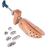FootFitter Premium Professional 2‑Way Shoe Stretcher for Width &amp; Length | Heavy Duty Wooden Stretcher Extends Up to &frac12; a Size, Adds Targeted Stretch for Tight Areas with Metal Relief Spot Plugs