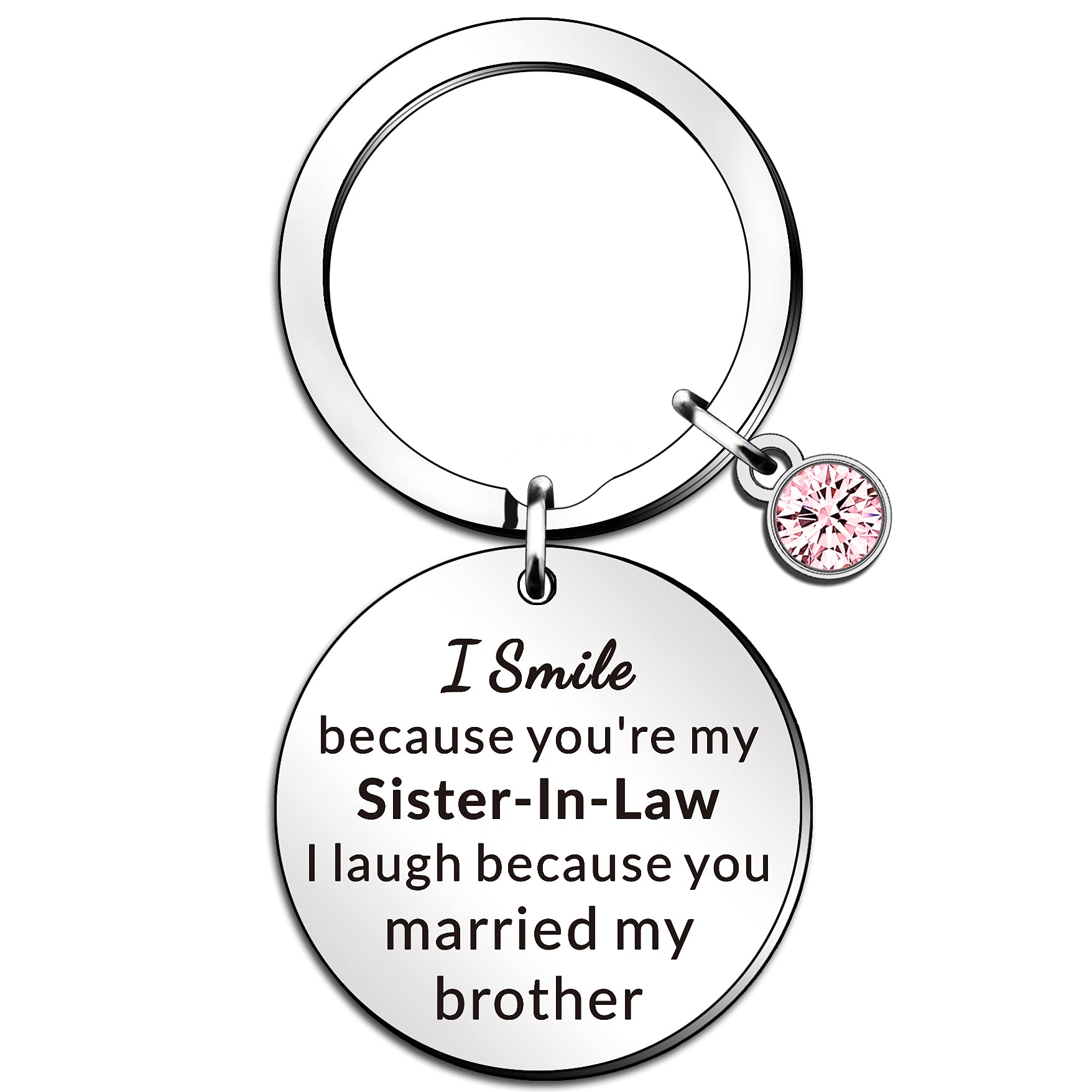 SMARGO Sister in Law Gifts - I Smile Because You're My Sister-in-Law Keyring for Women from Sister Christmas Birthday Wedding Funny Gifts for Sister in Law, Silver