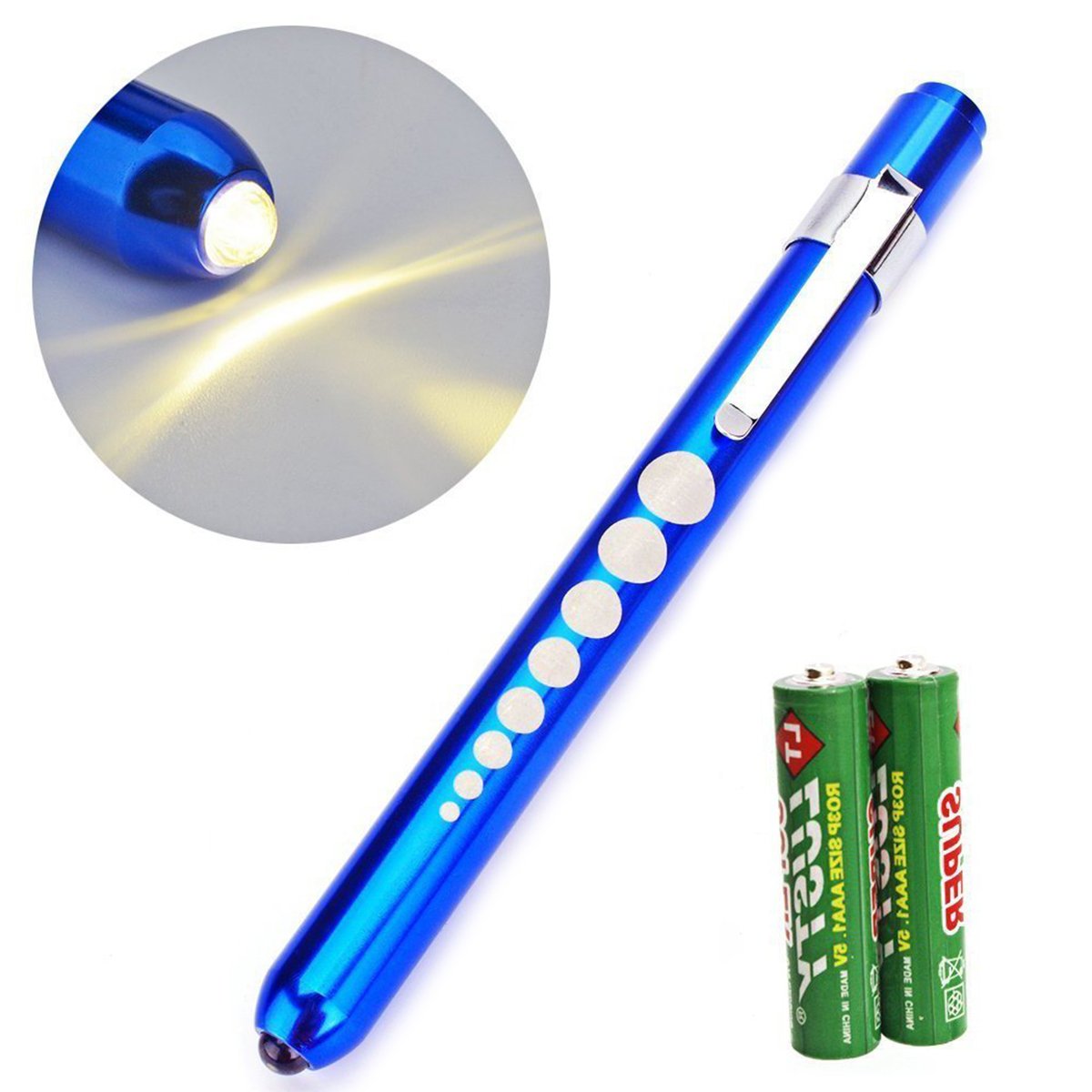 Escolite Nurse Penlight LED Medical Penlight Flashlight with Pupil Guage Reusable for Stethoscope Doctors Nurses Warm White Free Batteries