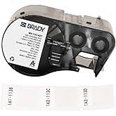 Brady Authentic (M4-143-427) Self-Laminating Vinyl Wrap Around Labels 1.25" H x 1" W Black on White, Clear, 200 Labels. for use with the BMP41, BMP51, and M511 Label Printers