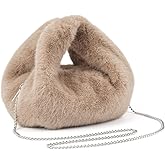 Winter Small Crossbody Bag for Women Faux Rabbit Fur Hobo Bag, Soft Plush Shoulder Handbag Furry Purse with Chain Strap