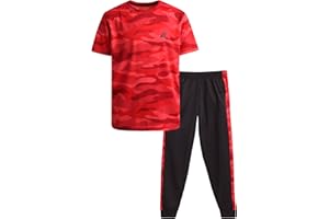 Pro Athlete Boys' Active Pants Set - 2 Piece Performance T-Shirt and Tricot Jogger Sweatpants - Sports Outfit for Boys (8-16)