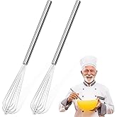 2 PCS Mini Whisk, Small Whisks for Cooking, Stainless Steel Mini Whisk Set - Essential Tiny Wire Whisk for Whisking, Beating, Blending Eggs & Sauces