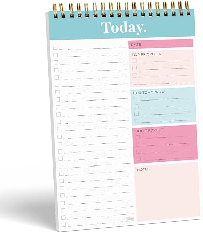 Sweetzer & Orange S&O Daily Planner Notepad Teal 52 Page Undated Coiled