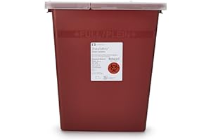 Covidien 8980 SharpSafety Sharps Container Hinged Lid, 8 gal Capacity, Red (Pack of 10)