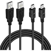 BATSOEASY 10ft Mini USB Cable, 2 Pack 10ft USB 2.0 to Mini B Charger Cable Charging Data Cord Compatible with PS3 Controller, MP3 Player, Digital Camera, Dash Cam, GPS Receiver