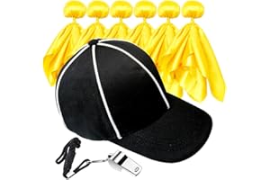 SIX SENSES MEDIA Ahuimeius Referee Hat and Whistle Set with 6 Penalty Flag Football Flags - Complete Football Referee Accessories Kit, Fan Set for Party Game and Costume