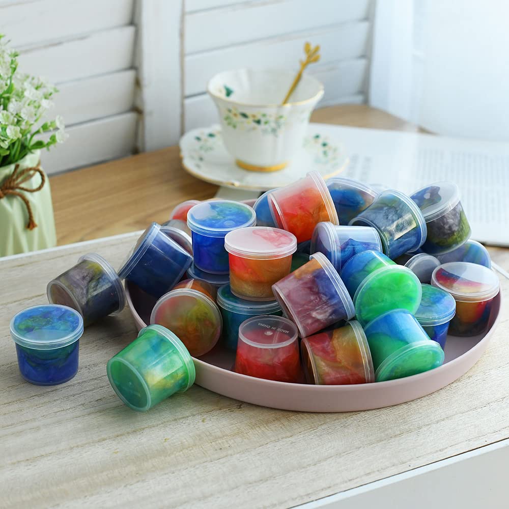 36 Packs Galaxy Slime Kit, Colorful Sludgy Gooey Fidget Kit for Sensory and Tactile Stimulation, Prize, Party Favor