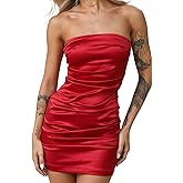 Just Quella Women Sexy Strapless Bodycon Party Club Mini Dress