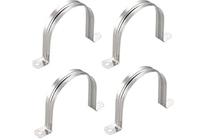 AKIHISA 4 Pcs 2 Hole U Tube Strap Clamp 304 Stainless Steel Rigid Pipe Strap Clamp ID 3 5/9Inch(90mm)