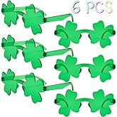CAMIRUS 6 Pairs St. Patricks Day Shamrock Sunglasses, Irish Green Four Leaf Shamrock Glasses Eyeglasses for St. Patricks Day Party Props Favors, Saint Patricks Accessories