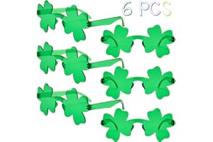 CAMIRUS 6 Pairs St. Patricks Day Shamrock Sunglasses, Irish Green Four Leaf Shamrock Glasses Eyeglasses for St. Patricks Day Party Props Favors, Saint Patricks Accessories