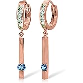 14k Rose Gold Huggie Earrings with Blue Topaz