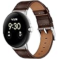 Leather Bands Compatible for Google Pixel Watch Band Leather for Men, Pixel Watch Wristband Adjustable Clasp Strap for Google Pixel Watch