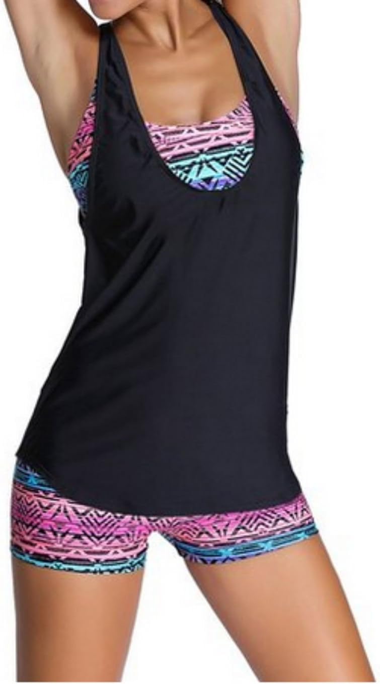 SUNNOW® Damen Tankini Strand Bikini Set Bademode Stamm Bedruckt Yoga