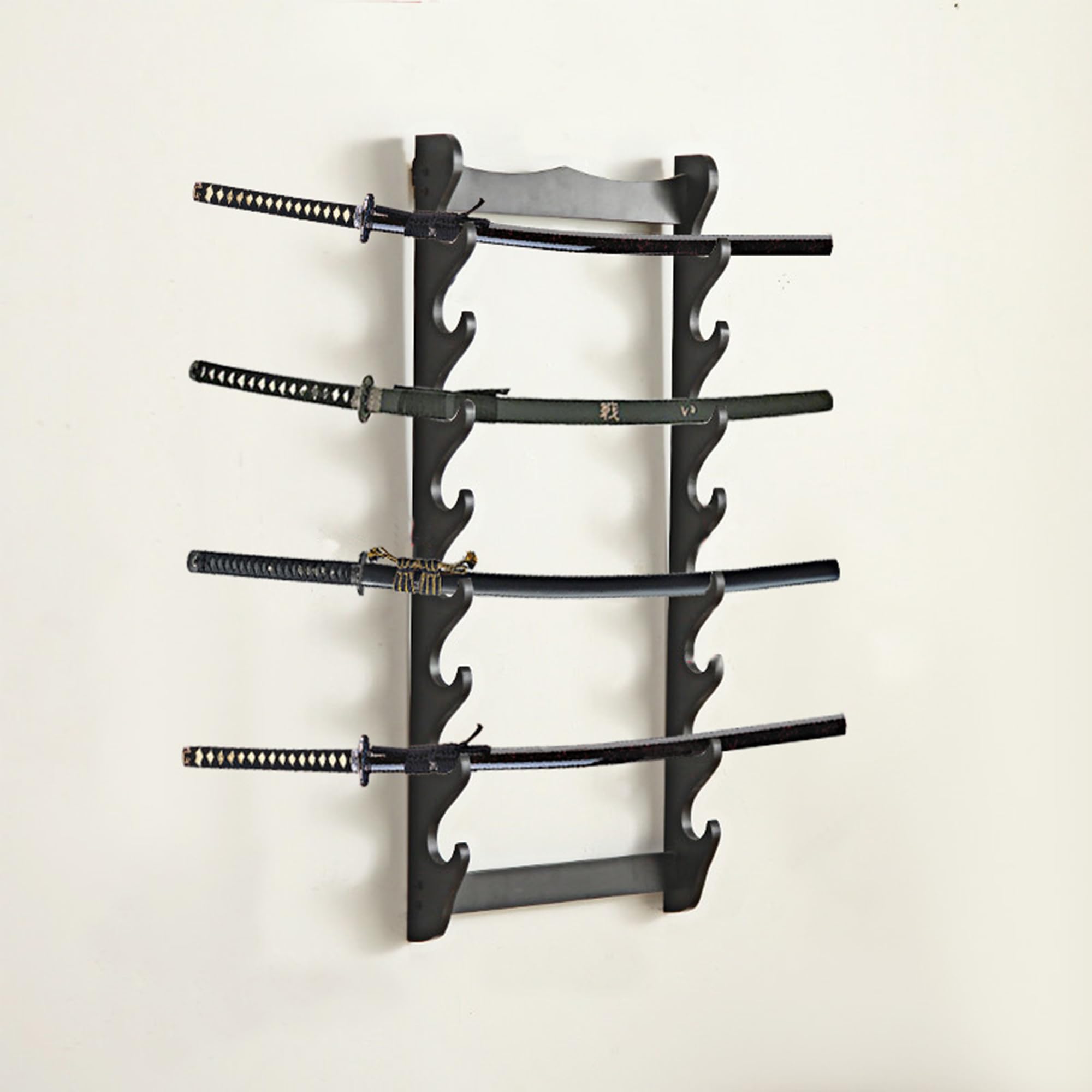 aleawol 8-Tier Samurai Sword Stand Holder, Katana Sword Display Stand Wall Mounted Wooden for Katana Wakizashi and Standard Swords Wall