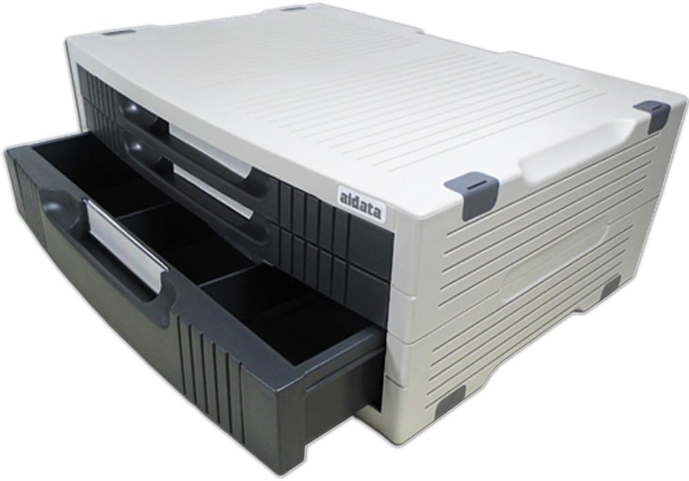 AIDATA Deluxe Monitor/Printer Plinth with Drawers - Grey