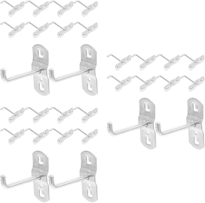 VILLCASE 30pcs 5cm Metal Pegboard Hooks Single Prong Slatwall Hangers Silver