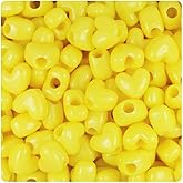 BeadTin Yellow Opaque 12mm Heart Pony Beads (250pcs)