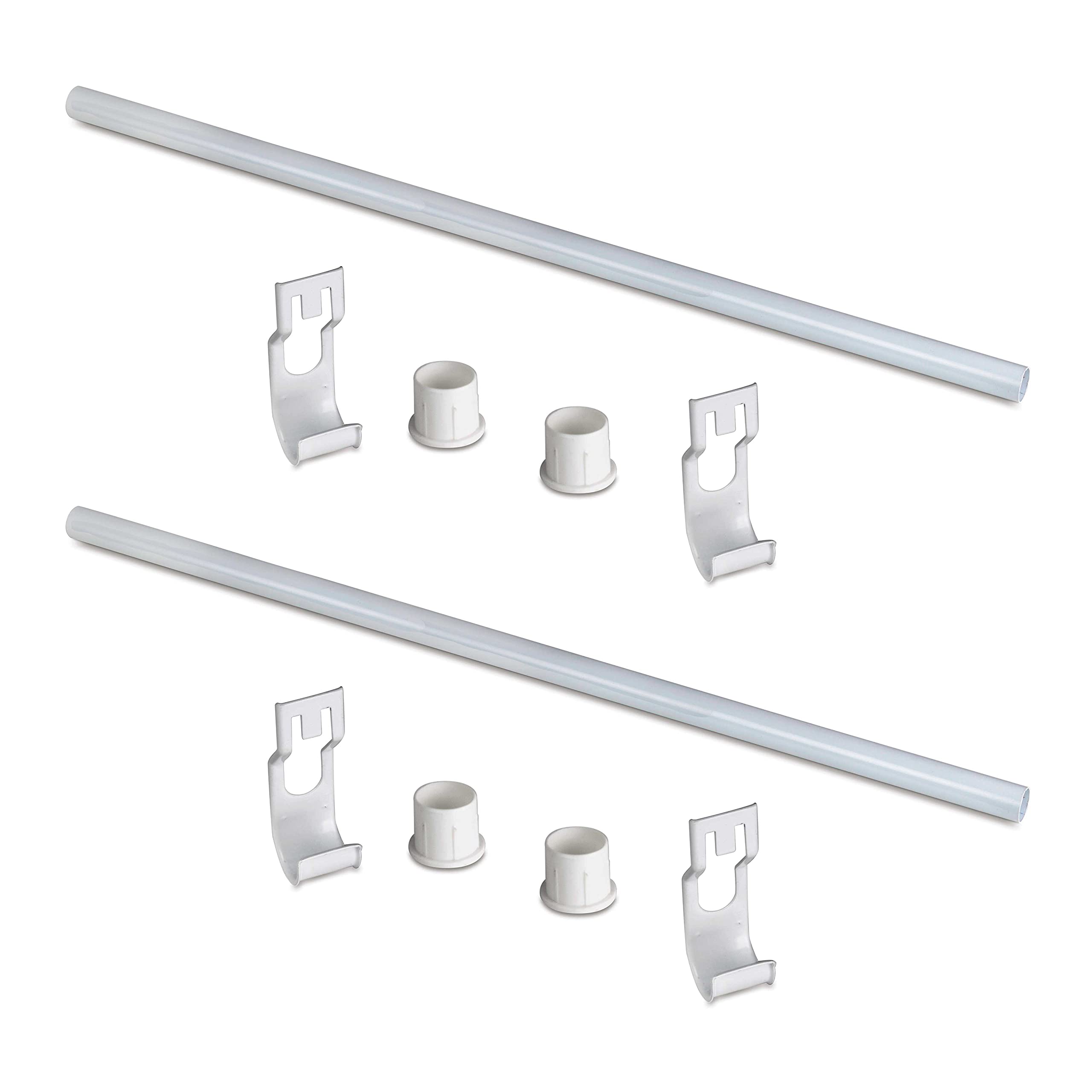 Emuca - Lot of 2 wardrobe bars Jagmet, Ø1,06x32 inch (Ø27x815 mm), White painted, Steel