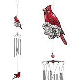 Gardenvy Cardinal Bird Wind Chime, Red Bird Wind Chimes Outdoor Decorations, Garden Backyard Church Hanging Decor