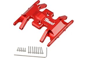 9imod RC Skid Plate for SCX24 Bronco Gladiator Deadbolt C10 Upgrades Parts 1/24 RC Crawler, Aluminum Chassis Transmissions Center Gearbox Protective Plate (Red)