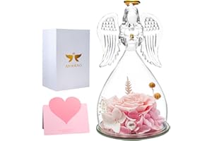 ANWEAO Angel Forever Flowers Gifts for Her,Angel Gift for Mom, Angels Figurines with Preserved Rose,Sonny Angel Rose,Mom Birthday Gifts Rose Flower Gifts for Grandma Her Women Mom