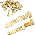 Baomain 100-Pack 0.11 Inch Male Spade Quick Splice Crimp Terminals, 2.8mm Non Insulated Crimp Connector