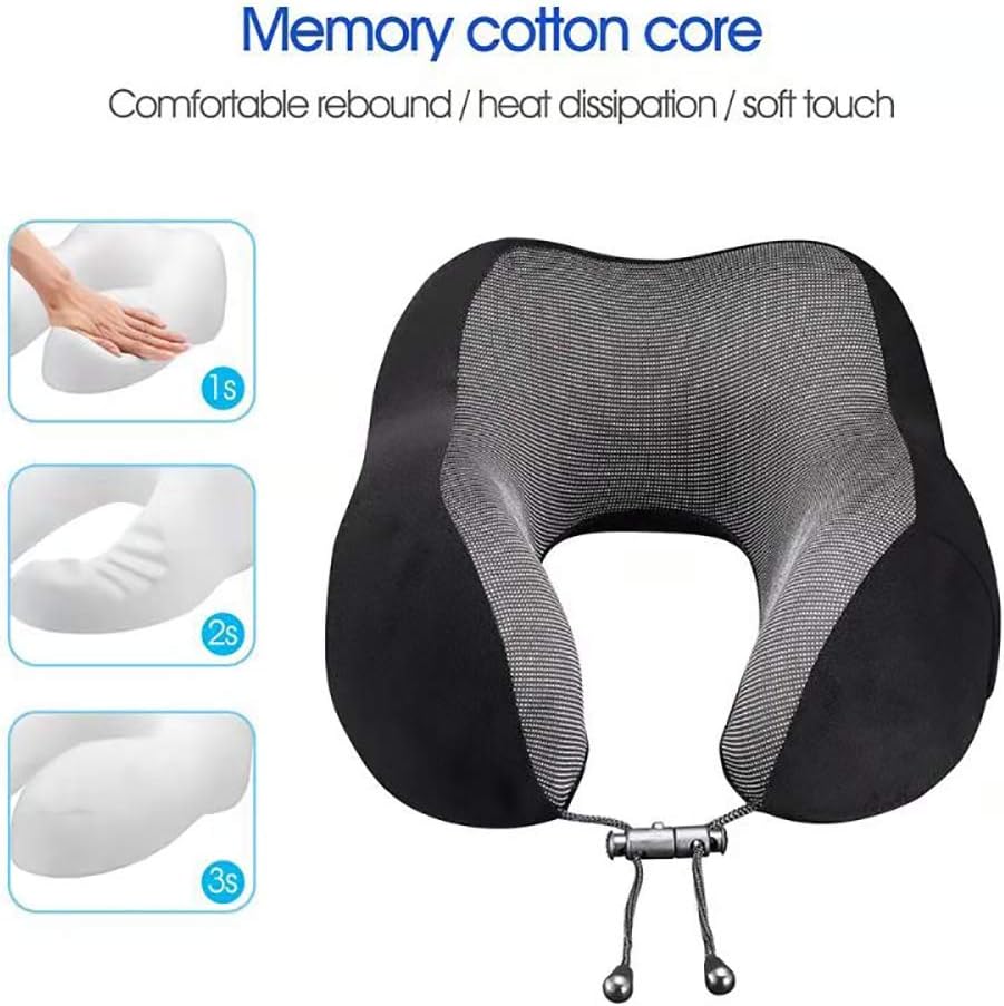 DYD Travel Pillow Memory Foam Neck Pillow for Airplane Breathable & Washable Velour Cover Ergonomic Neck Support Pillow with Sleep Mask & Earplugs: Home & Kitchen