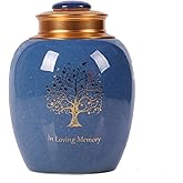 Medium Urn for Human Ashes - Tree o Life Handicrafted Cremation Urn - Small Urn Made of Ceramic - Hold 65 Cubic inches Human or Pet Ashes