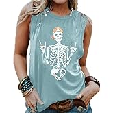 BRUBOBO Womens Funny Skull Graphic Tank Tops Summer High Neck Sleeveless Workout Tee Shirts