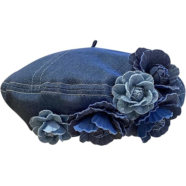 8511 Women Denim Beret French Hat Flat Cap Sun Hat Casual Beanie Cap Casual Denim Beret Hat for Women French Style Artist Hat Casual  main image 2