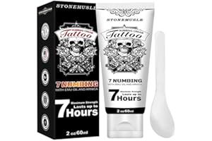STONEMUSLE Tattoo Numbing Cream: Numbing Cream for Tattoos Extra Strength - Painless Tattoo Numbing Cream - Tattoo Numbing Cream Maximum Strength - 8 Hours Numbing Cream, 2.0oz / 60ml
