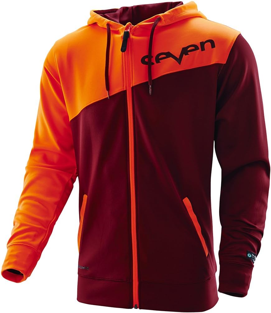 Seven Mens Hype Fleece Zip-Up Hoody Zip Sweatshirt Small Flo Orange