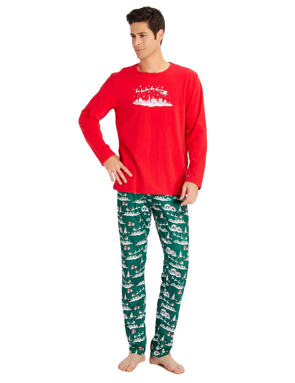 RAISERVEN Famille Assortiment Ensemble De Sapin De Noël Pyjama À Manches Longues Pyjamas Dormeuses Top Ensembles pour Papa