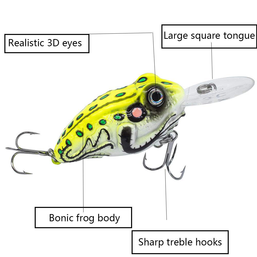 YL 0UTDOOR Frog Fishing Lures 2.95in/1.34oz Topwater Baits for Bass Snakehead Salmon Saltwater Freshwater Fishing