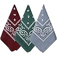 Bycc Bynn 3 Pack 100% Cotton Paisley Pattern Bandanas Face Mask Square Scarf Headwear