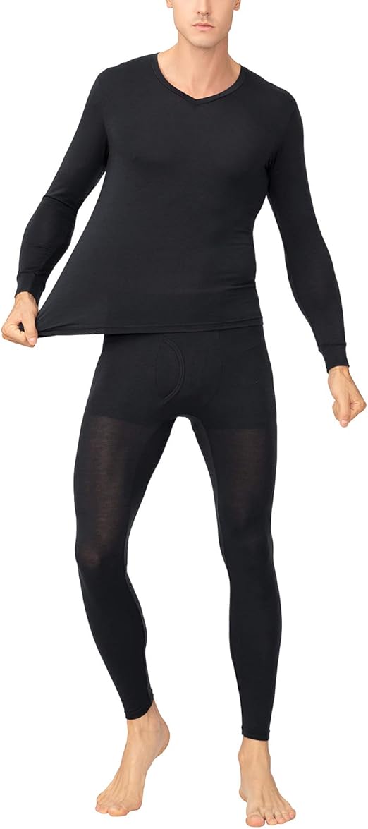 LAPASA Men's Heat Generation Thermal Underwear Long John Set Nine Points Sleeve Lightweight Base