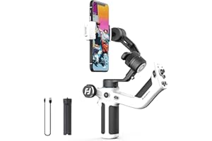 FeiyuTech SCORP Mini P[Official]Smartphone Gimbal Stabilizer with Zoom Knob,Max 520g,Integrated Sling Handle,Vlogging Stabilizer for All iPhone/Android/Samsung Galaxy S21,YouTube&TikTok,55~88mm(White)