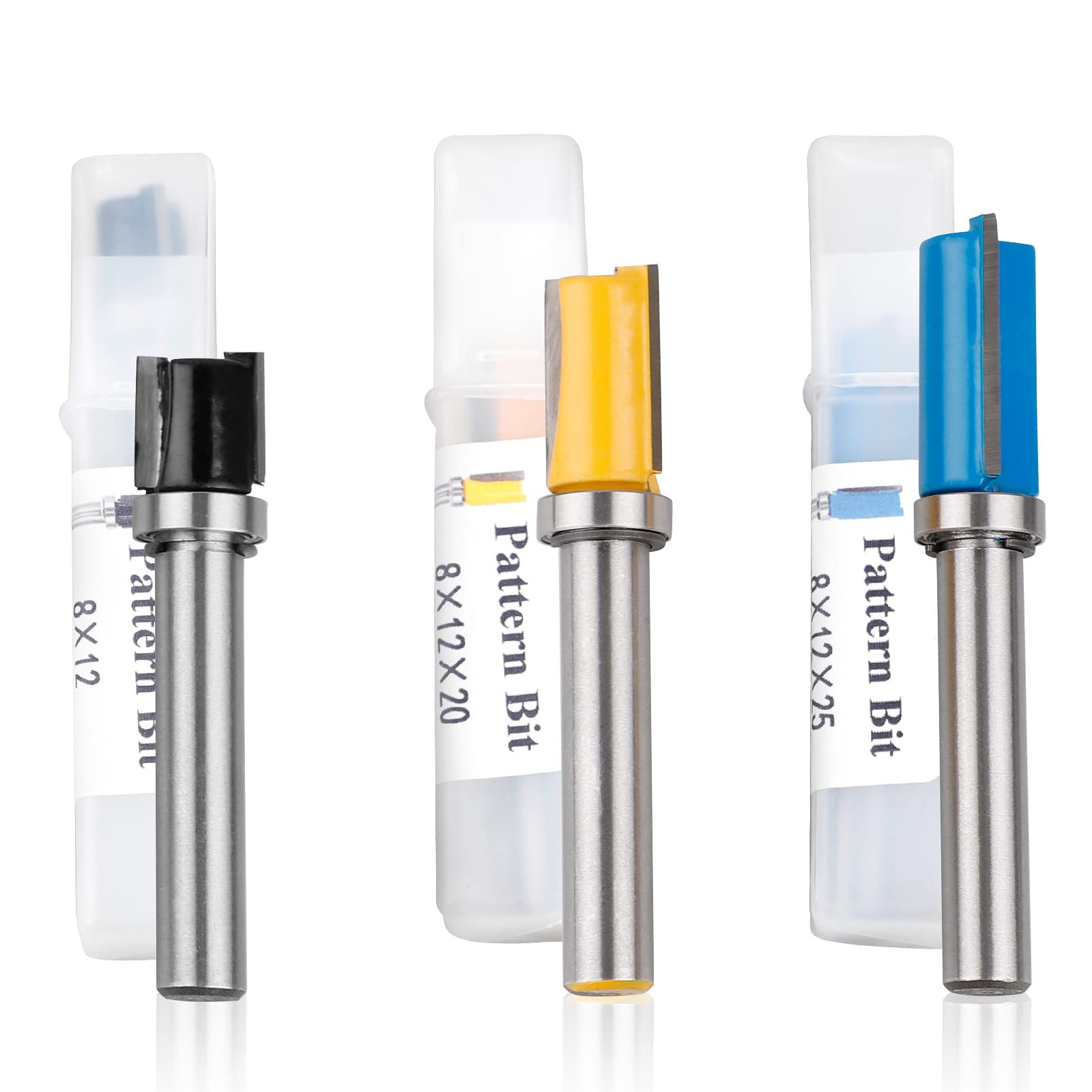 3 x 8 mm Shank Flush Cutter 8 mm Shank Router for Woodworking, Top/Bottom Bearing Flush Trim Bit