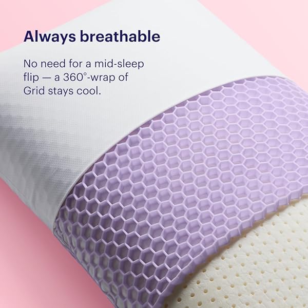 PURPLE HARMONY PILLOW – TALALAY LATEX FOAM COOLING PILLOW FOR COMBO OR SIDE SLEEPERS, 360º HEX GELFLEX GRID FOR NO-PRESSURE SUPPORT AND LUXURIOUS WEIGHTLESS FEEL – STANDARD, MEDIUM FEEL, MED HEIGHT