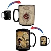 Morphing Mugs Wizarding World Harry Potter & Fantastic Beasts Drinkware Set - Marauder's Map – Two 16 oz Ceramic Heat Sensitive Clue Mugs – Full image revealed when HOT liquid is added