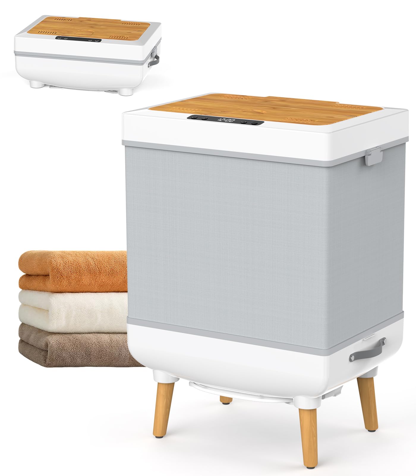 Photo 1 of Towel Warmer, 35L Folding Hot Towel Warmer for Bathroom, Heating & Drying Modes, Timer Function, LED Display, Built-in Hooks, Fits Up to Two 70"X80" Oversized Towels, Large Blankets, Bathrobes