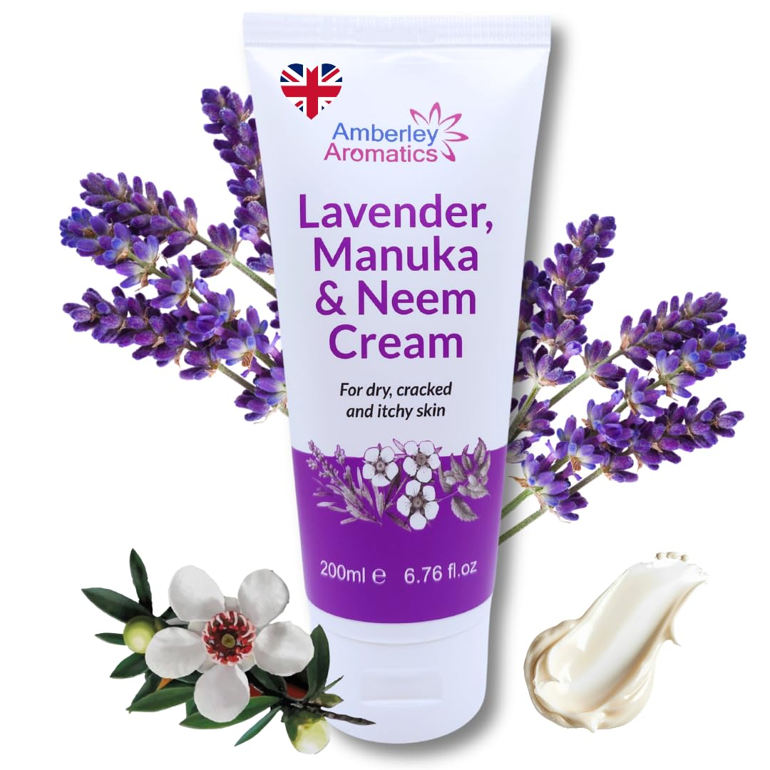 Lavender, Manuka & Neem Cream - Antibacterial, Anti-fungal, Antiseptic, Anti-Itch for Dry, Cracked and Sensitive Skin, Eczema & Psoriasis (200ml Tube) — image 1