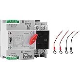 100Amp AC110V Automatic/Manual Transfer Switch 2P 50/60Hz, 2POLE 100A Mini ATS Solar Auto Dual Power Switch for Home Generator, Din Rail Mounted Cn Automatic Changeover Fast Transfe for Rv, Lv Power