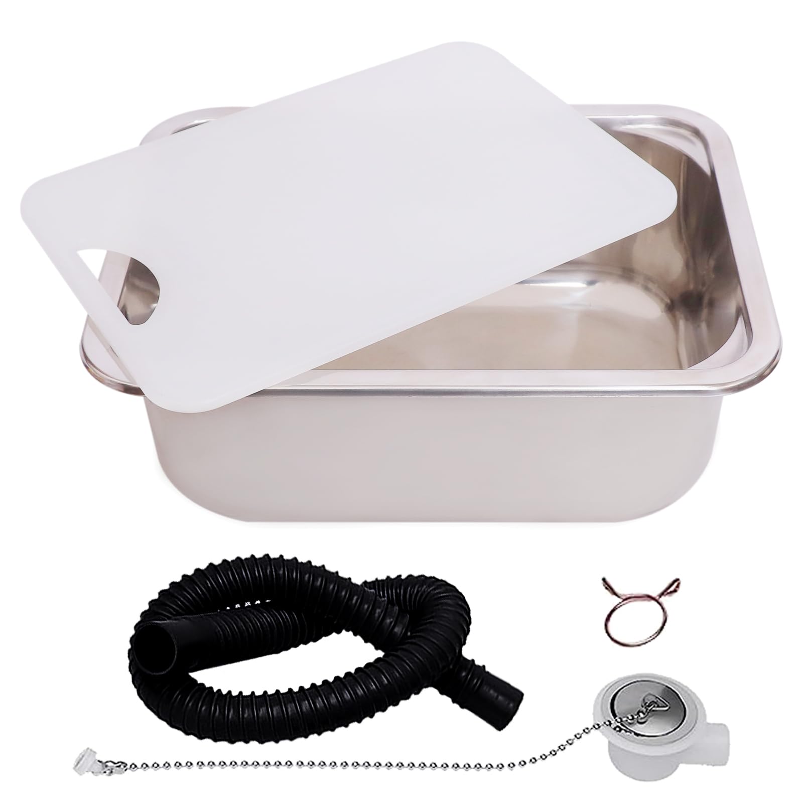 Photo 1 of HWHongRV 15x11 Inch Stainless Steel Undermount RV Sink with Cutting Board, Bar Sink, Hand Wash Basin Set, Perfect for RV, Boat, Home Kitchen