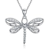 MISTBEE Dragonfly Necklace 925 Sterling Silver Created Opal Double Butterfly/Dragonfly Pendant Heart Valentine's Day Gifts for Women Lover